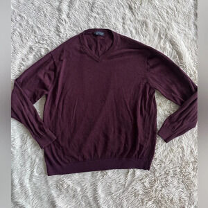 Hart Schaffner Marx Long Sleeve V-Neck Merino Wool Sweater Men’s Size XXL maroon